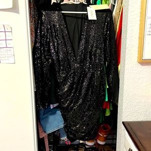 Club London Black Sequined Dress